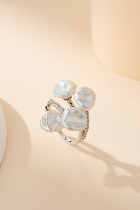 Keshi Pearl Foral Ring - House Of Pearls